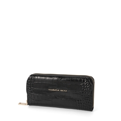 Ciclamino Large zip-around leather wallet, black