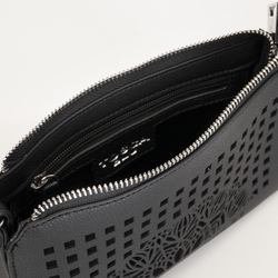 Bergamotto Small perforated crossbody bag, black