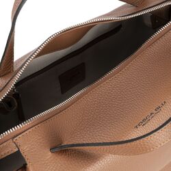 Ortensia Leather handbag with tassels, brown