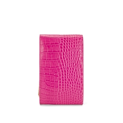Ciclamino Small leather crossbody bag with snakeskin print, pink