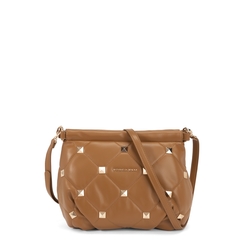 Ranuncolo Clutch bag with shoulder strap and applications, brown