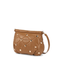 Ranuncolo Clutch bag with shoulder strap and applications, brown