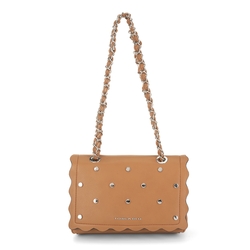 Anemone Small honeycomb crossbody bag with applications, brown