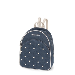 Perla Textile backpack with pearls, blue