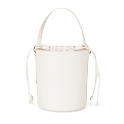 Narciso Round bucket bag with print, white