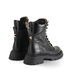 Aspen Laced Biker in Spotted Calfskin, black, 38 EU
