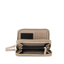 Basic Wallets Leather wallet with double zip, taupe