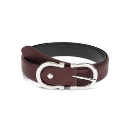 Regular leather belt, bordeaux, 85 EU