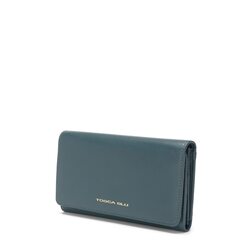 Basic Wallets Large leather flap wallet, teal