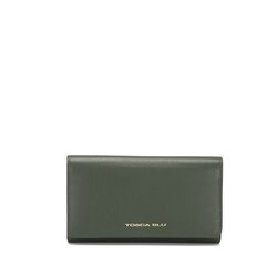 Basic Wallets Large leather flap wallet, green