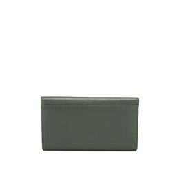 Basic Wallets Large leather flap wallet, green