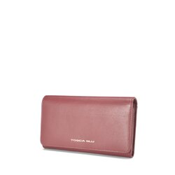 Basic Wallets Large leather flap wallet, dark red
