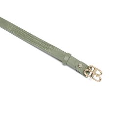 Regular leather belt, green, 95 EU