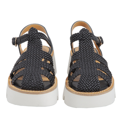 Woven Leather Sandalwood Ninfea, black, 41 EU
