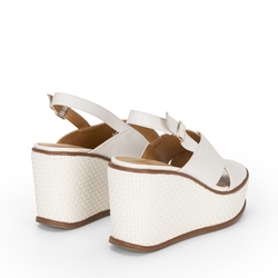 Palma Leather Sandal With Wedge, white, 36 EU