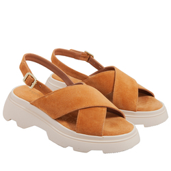 Peony Sandal In Padded Suede, cognac, 39 EU