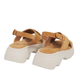Peony Sandal In Padded Suede, cognac, 39 EU