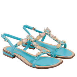 Iris Sandal With Rhinestones, light blue, 38 EU
