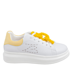 Aloe Leather Sneaker With Accessory, yellow, 41 EU