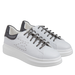 Sneaker Aloe In Pelle Con Lacci Lurex, nero, 38 EU