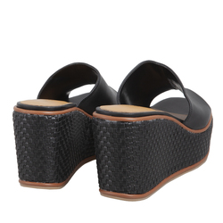 Palma Leather Sabot With Wedge, black, 41 EU