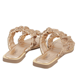 Raspberry Slipper With Rhinestones, rose gold, 41 EU