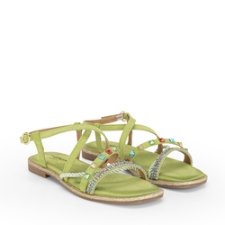 Hibiscus Leather Sandal, green, 40 EU