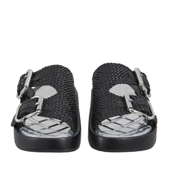 Braided Leather Orchid Slipper, black, 40 EU