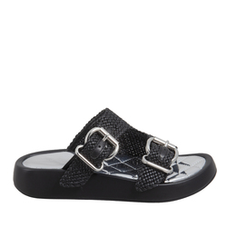 Braided Leather Orchid Slipper, black, 40 EU