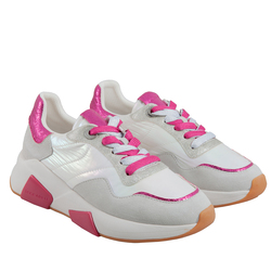 Birch Leather And Fabric Sneaker, fuchsia, 35 EU