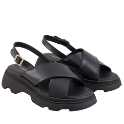 Peony Sandal In Padded Nappa Leather, black, 38 EU