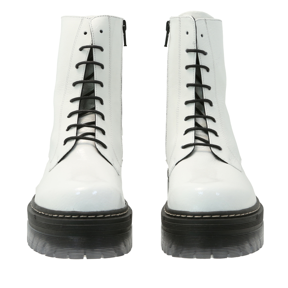 high gloss combat boots