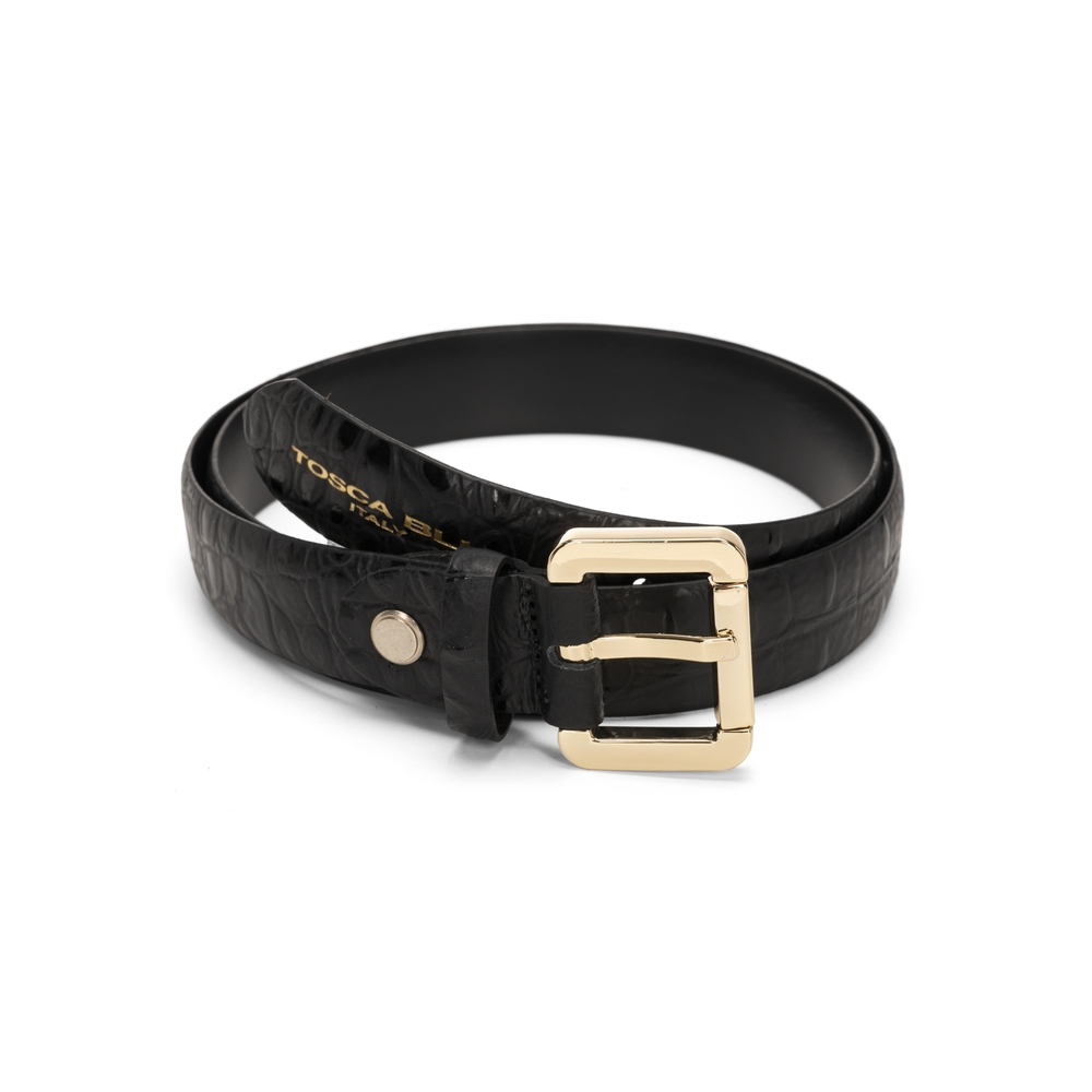 Tosca Blu - Tosca Blu Regular leather belt with crocodile print
