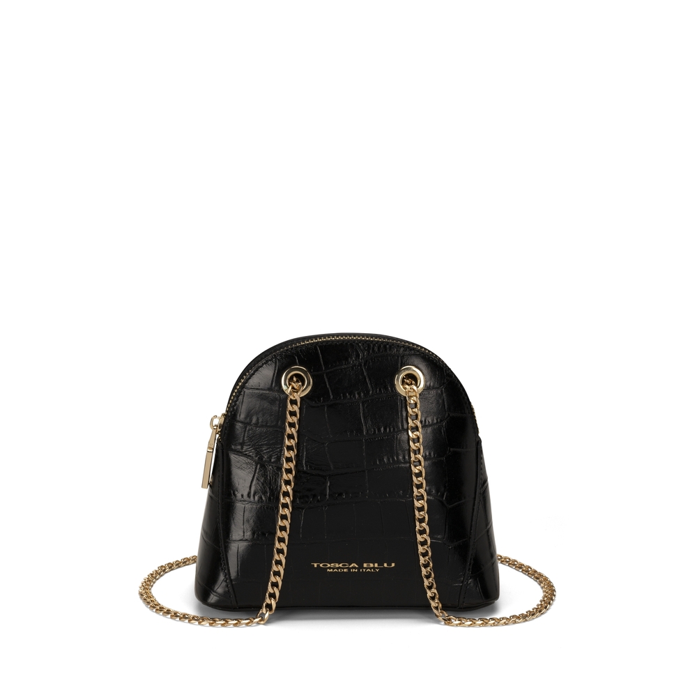 Tosca Blu - Tic-Tac Chain leather crossbody bag with crocodile print