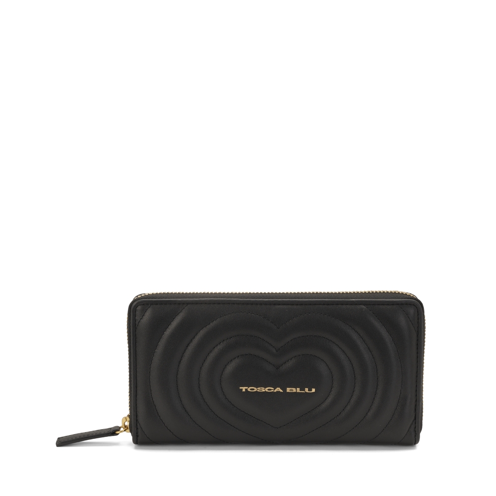 Regina Di Cuori Large quilted leather wallet, black