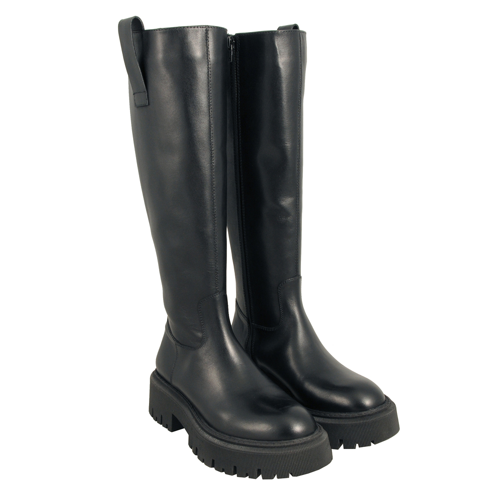Incantesimo Leather boot with coloured rubber sole, black, 39 EU