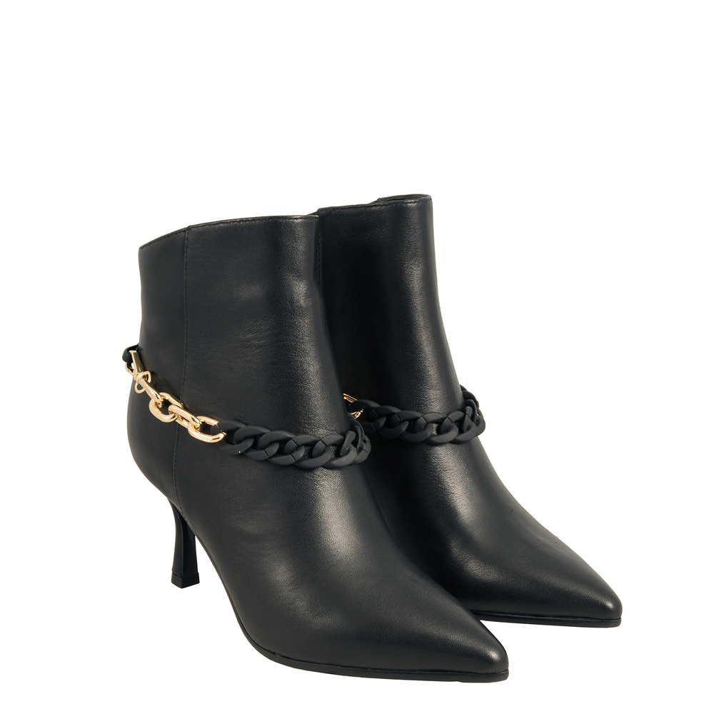 Tosca Blu Studio - Aristogatti Leather high-heeled ankle boot with chain