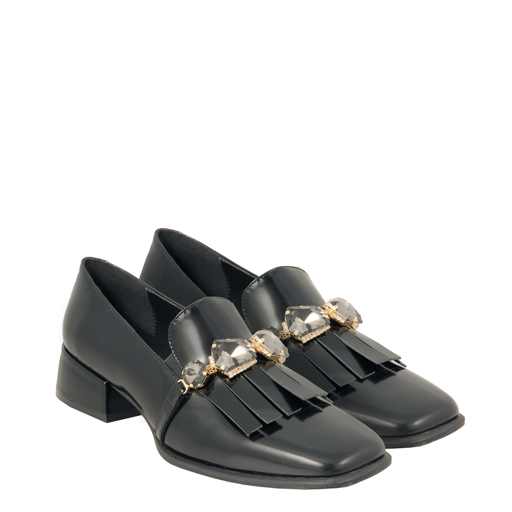 Tosca Blu Studio - Baloo Leather loafer with square toe and fringes
