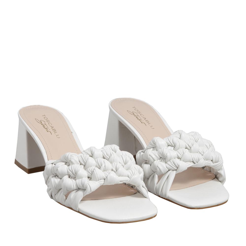 Chioggia Mid-heel woven slipper, white, 39 EU
