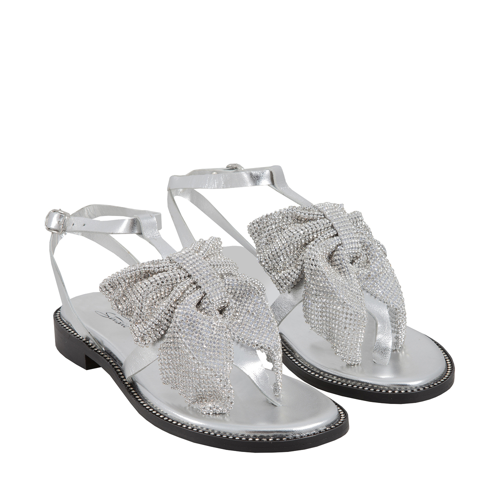 Tosca Blu Studio - Monterosso Low heel jewelled leather flip-flop
