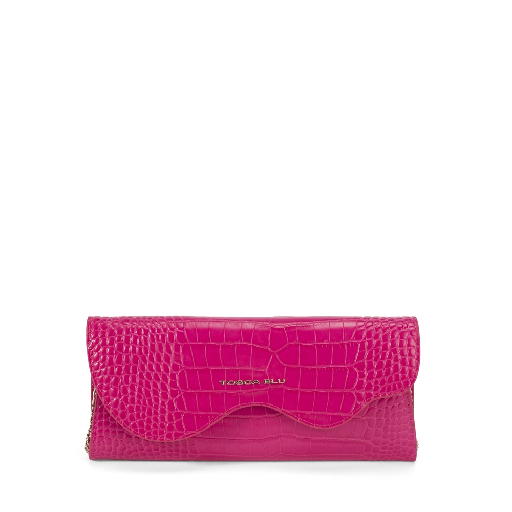 Tosca Blu - Ciclamino Leather clutch bag with snakeskin print