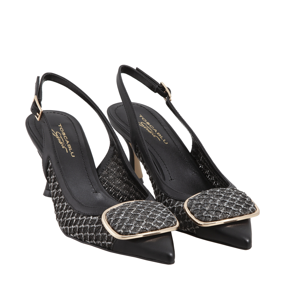 Tosca Blu Studio - Ischia Raffia court shoes with buckle