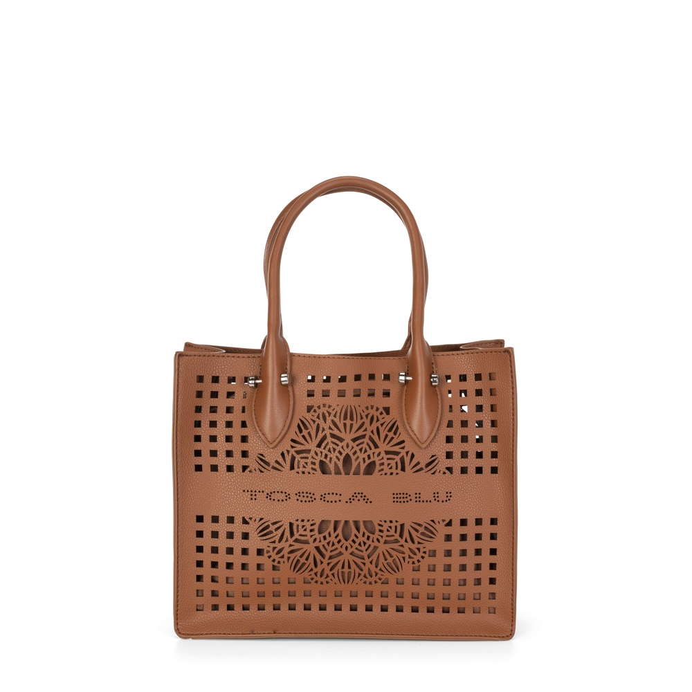 Bergamotto Medium perforated handbag, brown
