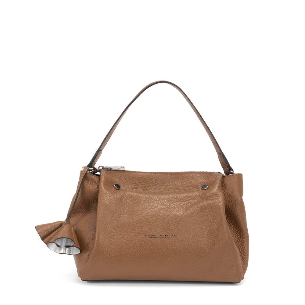 Tosca Blu - Ortensia Medium leather slouchy bag with tassel