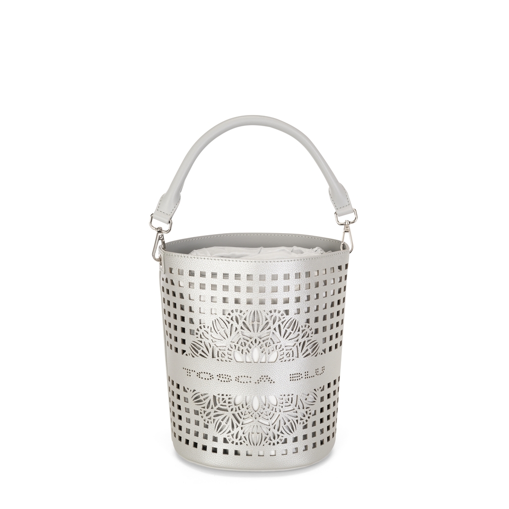Bergamotto Perforated bucket bag , silver