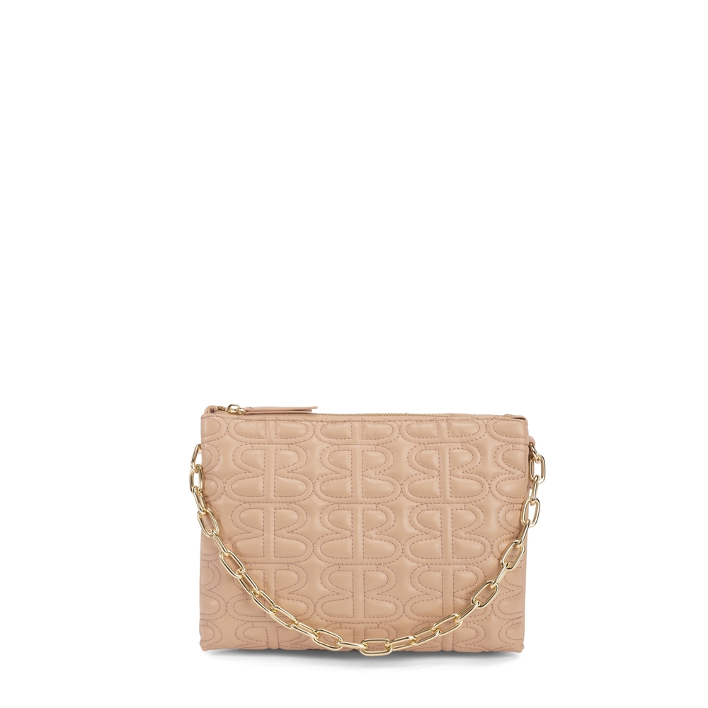 Bouquet Crossbody bag with quilted logo , pink