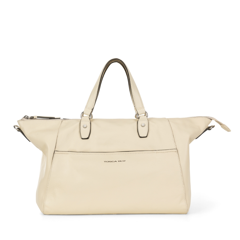 Biancospino Large leather handbag, natural