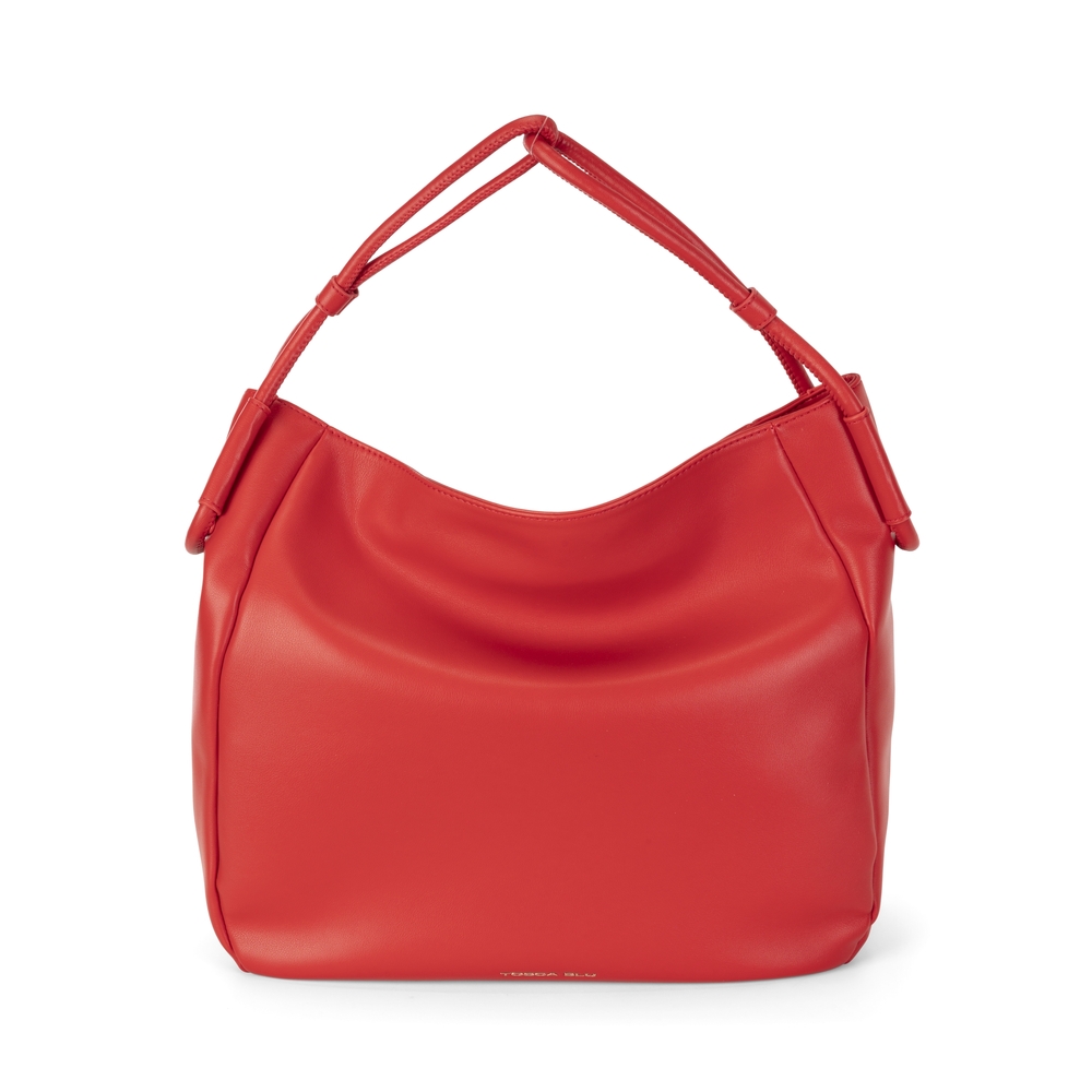 Mandarino Large leather Hobo shoulder bag, red