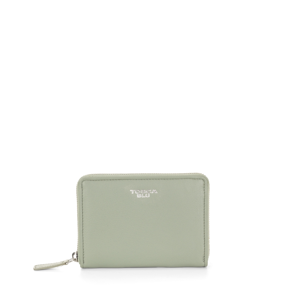 Nocciola Small leather wallet with zip-around closure, green