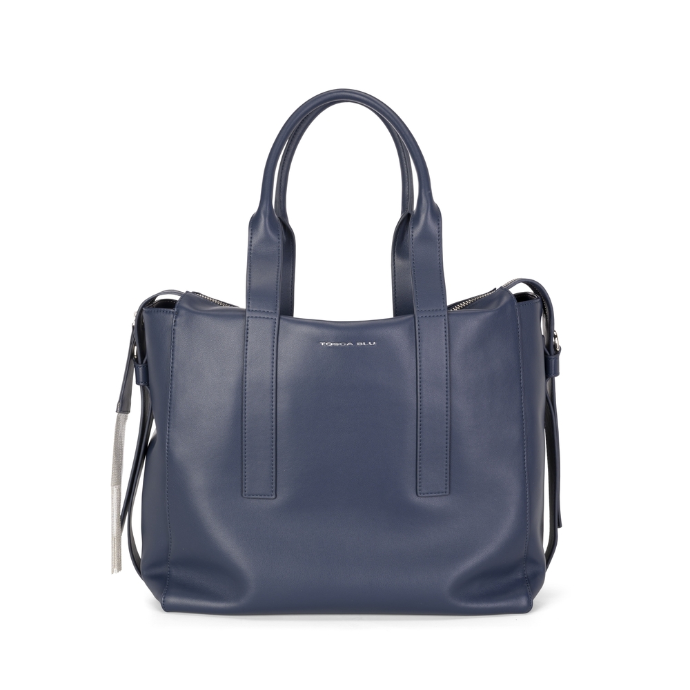 Iris Leather tote bag, blue